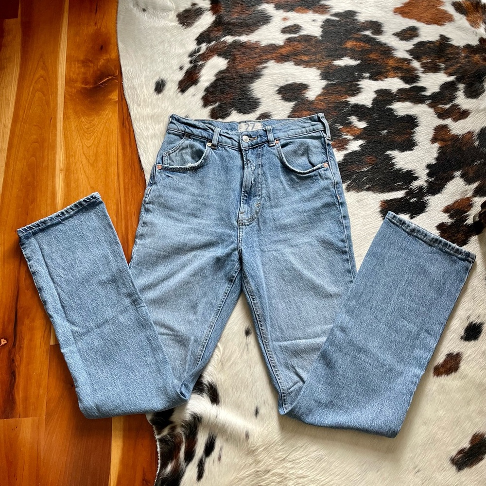 Free People Straight Leg High Rise Jeans